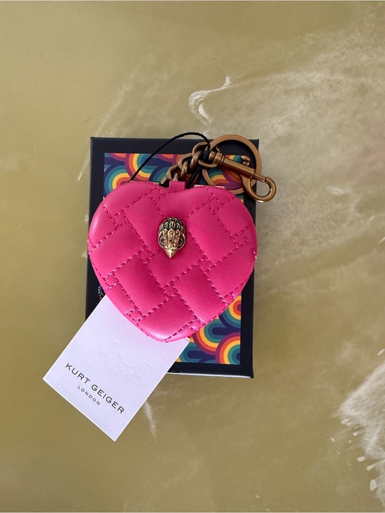 Kurt Geiger Accessories - Kurt Geiger Pink Quilted Heart Key mirror Charm